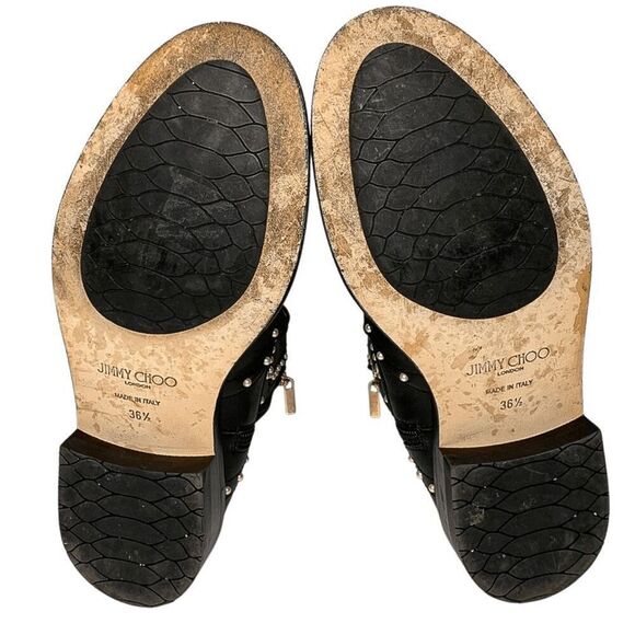 Jimmy Choo Hannah Faux Pearl-embellished Leather Motto Combat Ankle Boot EU 36.5 - Picture 10 of 10